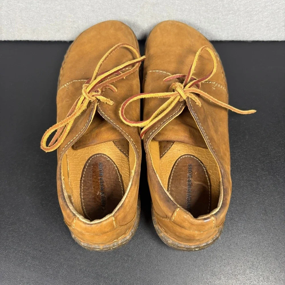 Canyon River Blues Hana Brown Tan Leather Lace Up Loafers Womens 9M Casual Shoes